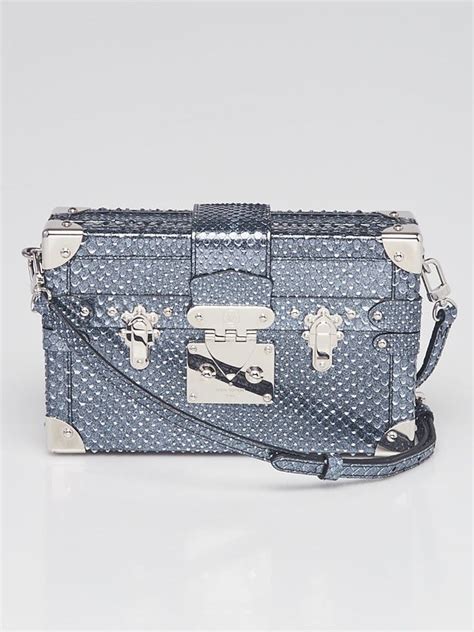 lv petite malle二手|LOUIS VUITTON blue PETITE MALLE PYTHON Crossbody Bag.